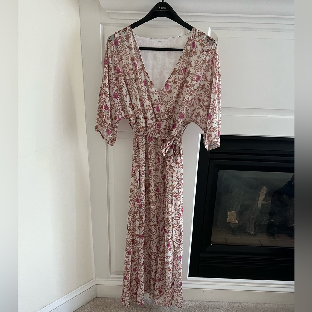 Floral tie waist wrap dress size small